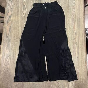 Palma Australia Palazzo Pants High Waisted Wide Leg Lace Sides Casual Black XS